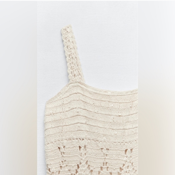 NWT ZARA SEQUIN CROCHET KNIT LONG DRESS - Picture 12 of 13